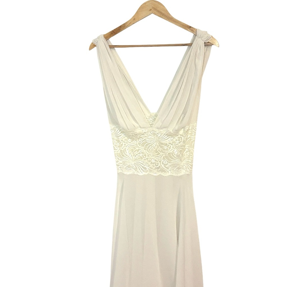 Victoria's Secret Cream Lace Bodice Chiffon Chemise